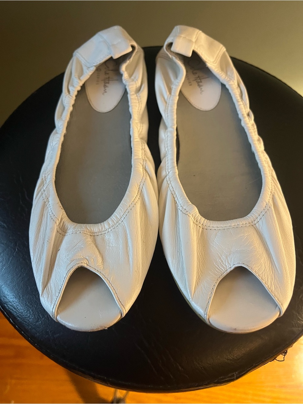 Cole Haan White Leather Slip-On Ballet Flats